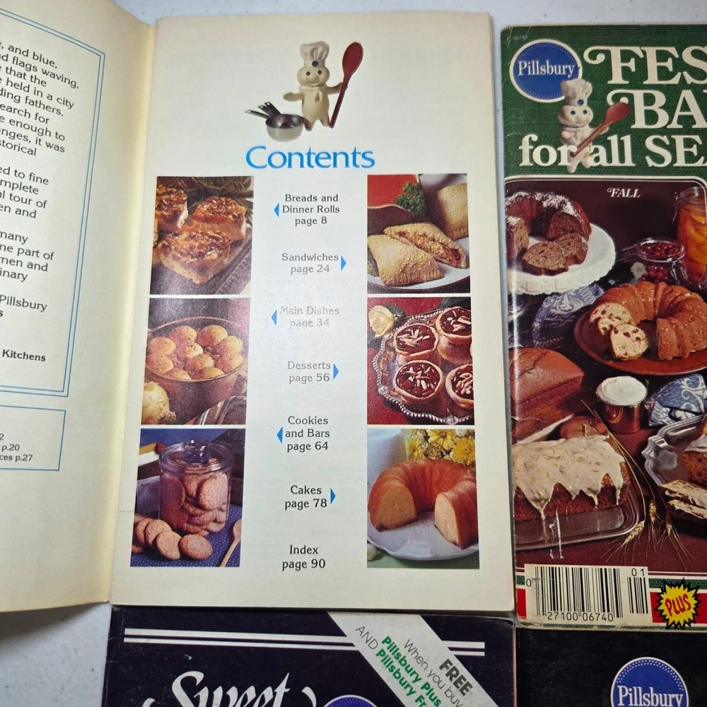 Vintage Pillsbury Cookbook Booklet Lot 1980s Bake-Off Festive Baking Crescents